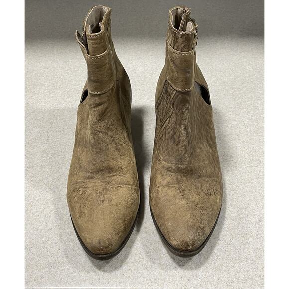 Free People Keyhole Leather Tan Chunky Heel Ankle Boot Women’s Size 6.5 (37) - Picture 2 of 11